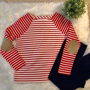 Vineyard Vines deep orange striped boatneck top M